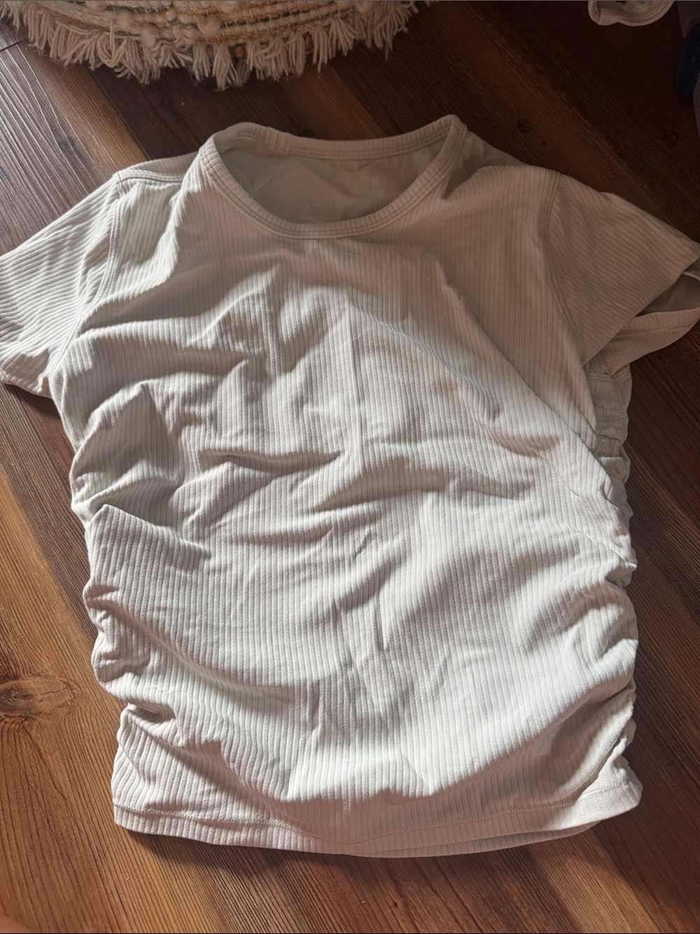 lululemon athletica Ribbed Short Sleeve Tee in Cream